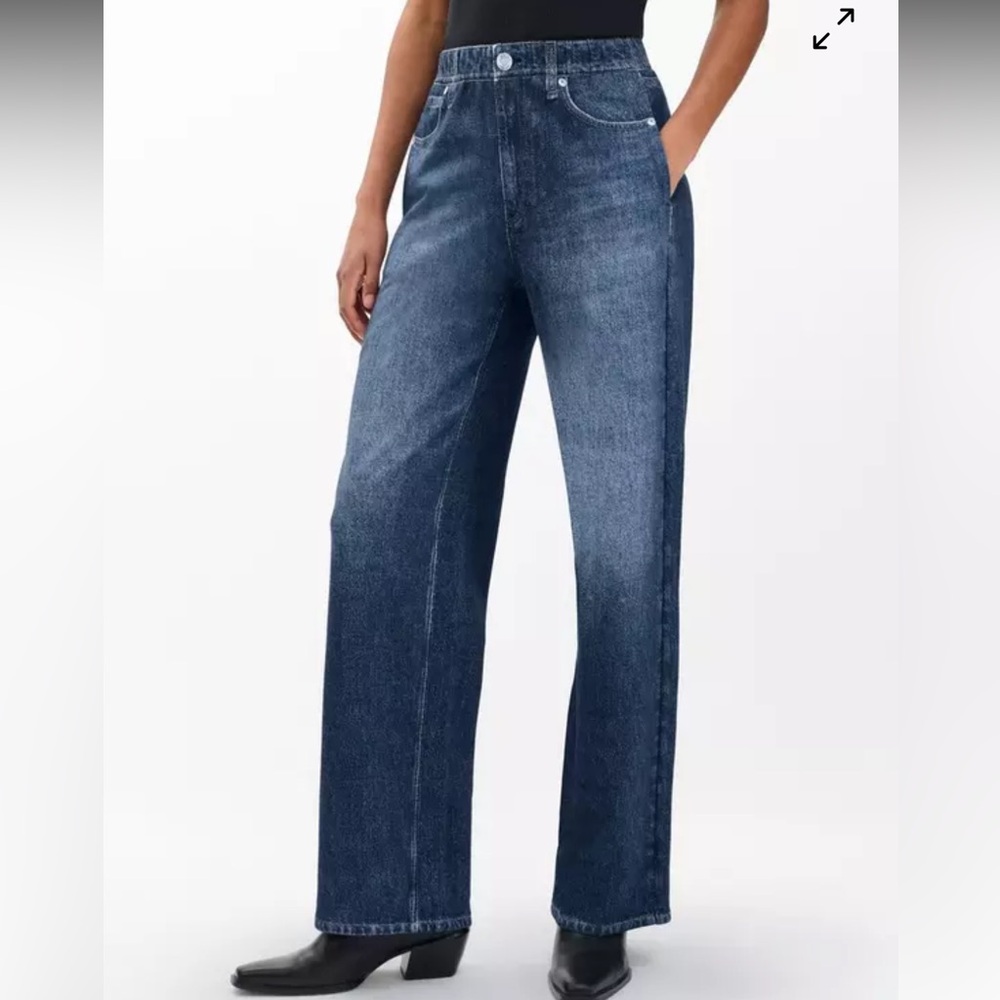 Rag & Bone Cotton Terry Miramar Wide Leg Faux Denim Pants in Petra